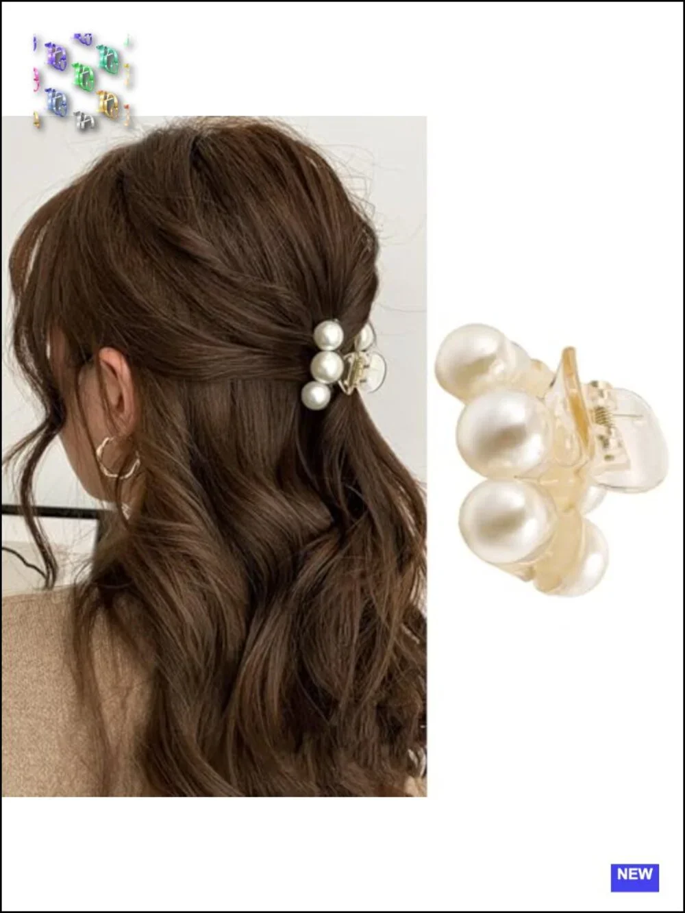 Three Pearl Acrylic Hair Claw Clips for Women Cute Small Hairpins